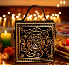 Handmade Vegan Leather Black Lippan Mirror Sling Bag